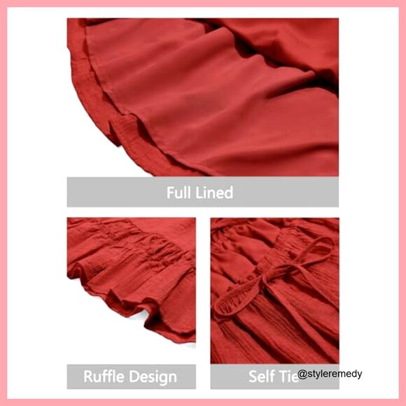 Spaghetti Strap Mini Dress Backless Tie Ruffle Beach Sundress Summer - Picture 6 of 7